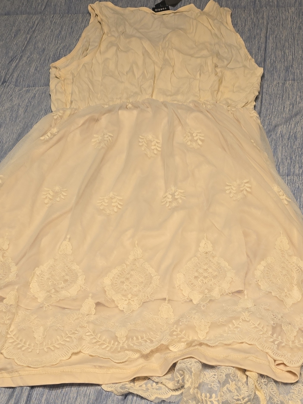 Torrid Womans' Cream Lace Overlay Dress
